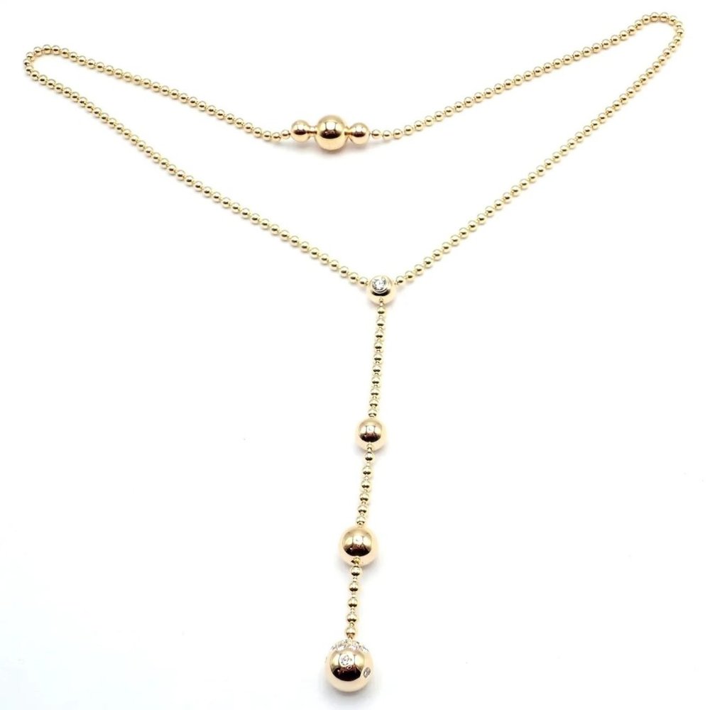 Authentic! Cartier Draperie de Decollate 18k Yellow Gold Diamond Necklace